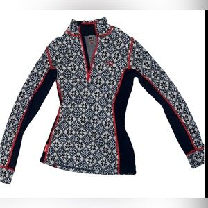 Kari Traa Half Zip Merino Wool Base Layer Top Womens M Nordic Ski Thermal
